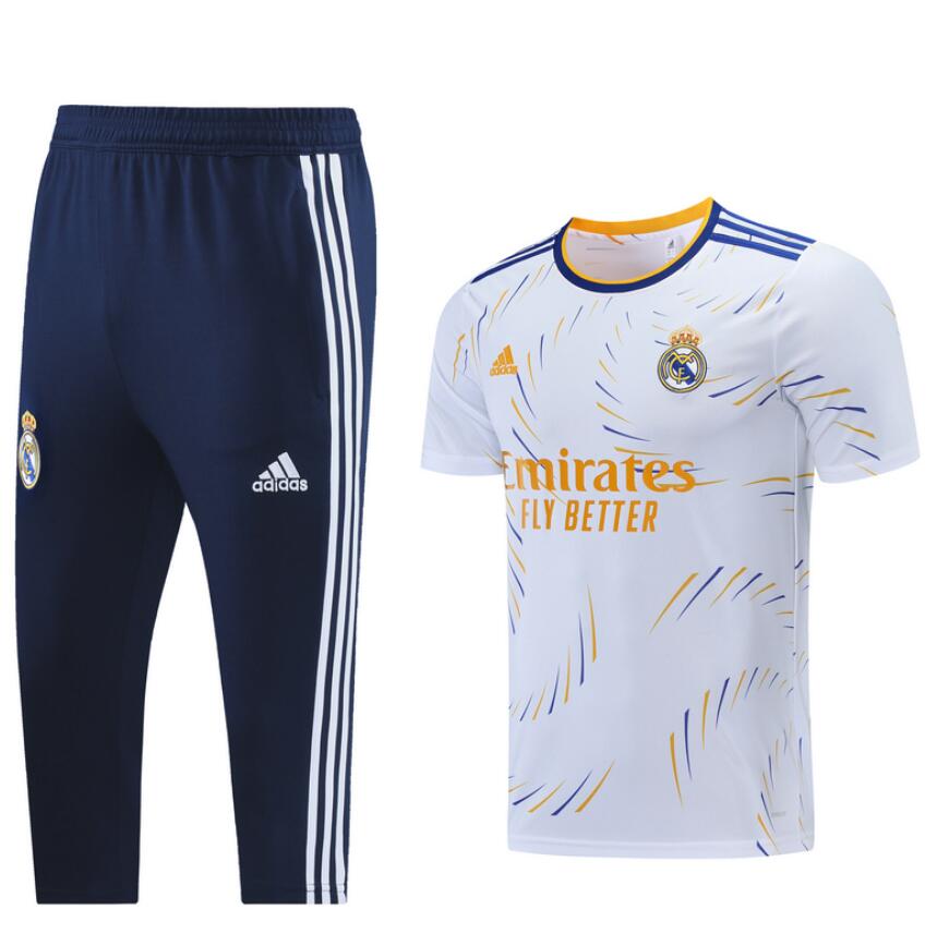 2021/22 Real Madrid White Training Kits Capri Pants with Shirt